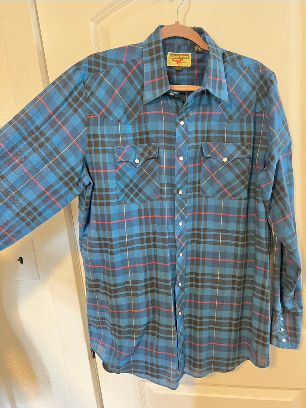 VNTG Authentic Western Youngbloods Pearl Snap Plaid Button Down Large Tall